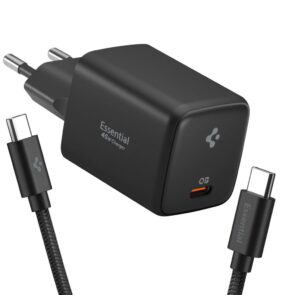 SPIGEN EE451EU ESSENTIAL 1-PORT NETWORK CHARGER 45W + TYPE-C CABLE BLACK