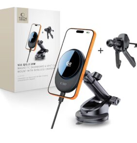 TECH-PROTECT V21 MAGNETIC MAGSAFE DASHBOARD & VENT CAR MOUNT WIRELESS CHARGER 25W QI2.2 BLACK