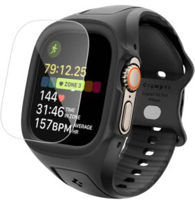 SPIGEN LIQUID AIR PRO & TEMPERED GLASS APPLE WATCH ULTRA 1 / 2 / 3 (49 MM) BLACK