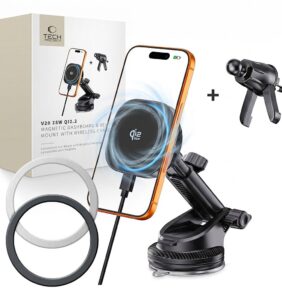 TECH-PROTECT V20 ARCTICBOOST MAGNETIC MAGSAFE DASHBOARD & VENT CAR MOUNT WIRELESS CHARGER 25W QI2.2 BLACK