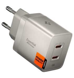 SPIGEN EE472EU-GAN ESSENTIAL 2-PORT NETWORK CHARGER 47W NATURAL TITANIUM