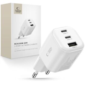 TECH-PROTECT NCA100W-GAN-AVS 3-PORT NETWORK CHARGER PD 3.2 100W / QC3.0 WHITE