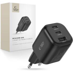 TECH-PROTECT NCA100W-GAN-AVS 3-PORT NETWORK CHARGER PD 3.2 100W / QC3.0 BLACK